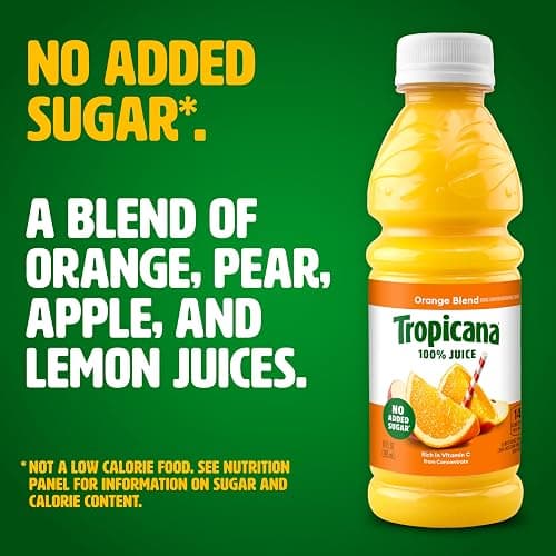 Tropicana 100% Juice Orange Blend, Single Serve, 10 fl oz Bottles (Pack of 24) - Real Fruit Juice, Vitamin C Rich, No Added Sugars, No Artificial Flavors thumbnail 4