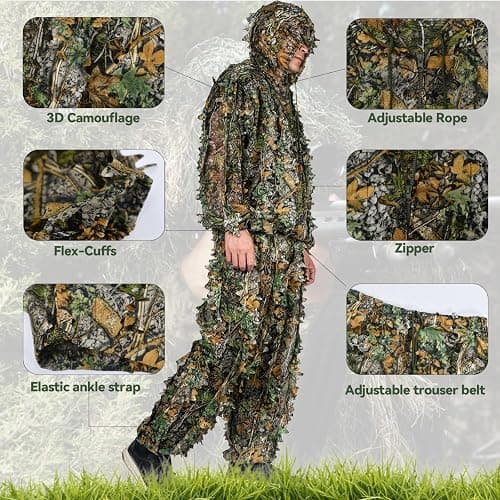 LEIMO KPARTS Leafy Ghillie Suit for Hunting,3D Leafy Camo Suit Costume for Men,Camouflage suit thumbnail 2