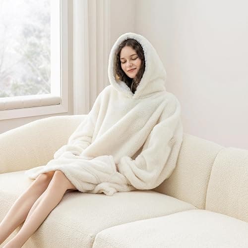 Berkshire Blanket Oversized Wearable Blanket Hoodie – SpaLoft Plush with Hood, Sleeves & Pocket thumbnail 2