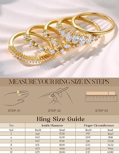 PATISORNA 14K Gold Filled Stackable Rings for Women Non Tarnish - Dainty Cubic Zirconia Wedding Bands Ring Set Minimalist Trendy Statement Engagement Promise Thumb Rings Stacking Size 5-10 thumbnail 5