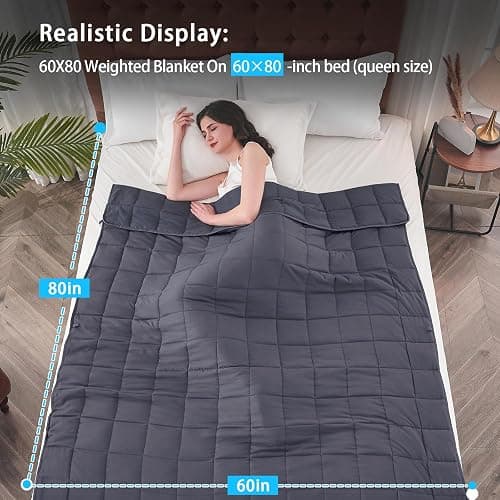 yescool Weighted Blanket for Adults (20 lbs, 60” x 80”, Grey) Cooling Heavy Blanket for Sleeping Perfect for 190-210 lbs, Queen Size Breathable Blanket with Premium Glass Bead, Machine Washable thumbnail 2