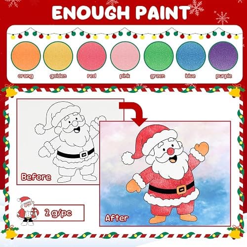 Christmas Paint with Water Coloring Books for Kids, Xmas Season Watercolor Painting Kit Painting Activity for Kids Ages 3-5 4-8, Mess Free Arts Crafts Drawing Gift Toy for Boy Girl thumbnail 3