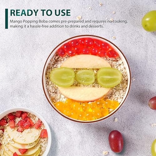 Soeos Mango Popping Boba Pearls 6.6 Pounds, Bursting Boba Pearls for Bubble Tea, Beverages, Shakes, Desserts, Smoothie and Ice Cream Topping thumbnail 9