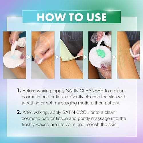 SATIN SMOOTH Pre Wax Cleanser & Aloe Vera Post Wax Cooling Gel Duo - Hair Removal Prep and Aftercare Kit, 16 oz thumbnail 5
