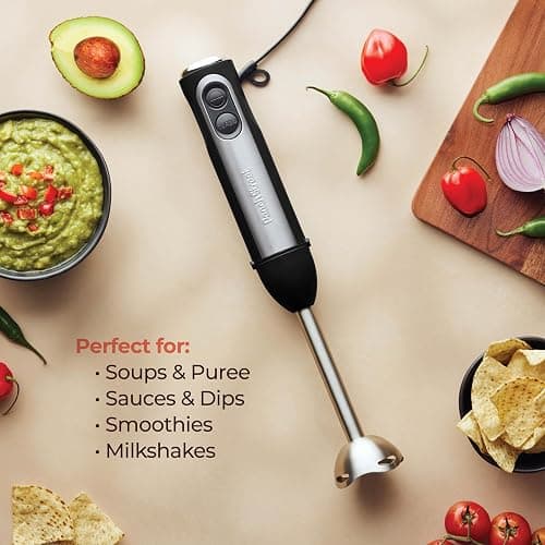 Powerful Immersion Blender, Electric Hand Blender 500 Watt with Turbo Mode, Detachable Base. Handheld Kitchen Gadget Blender Stick for Soup, Smoothie, Puree, Baby Food, 304 Stainless Steel Blades thumbnail 4