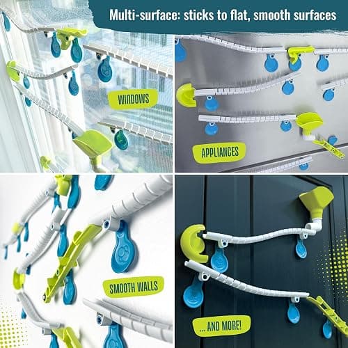 Gecko Run Marble Run Deluxe Starter Set by Thames & Kosmos – Vertical Marble Run w/Flexible Tracks, Loop & Trampoline Tricks, Fast, No-Mess Setup, Residue-Free Nano-Adhesive Pads for Creative Play thumbnail 3