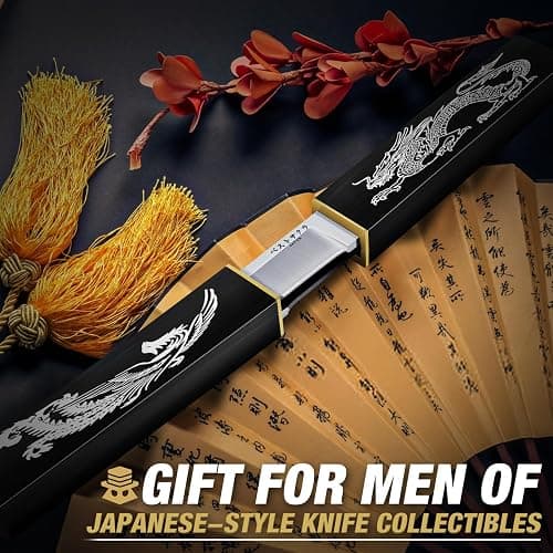 Purple Dragon Tanto Fixed Blade Knife,Outdoor Bushcraft and Survival Knife,Full Tang Outdoor Knives 2 in 1,Ideal for Camping,Hiking-Outdoor Knives Christmas Gift for Men and Women thumbnail 7