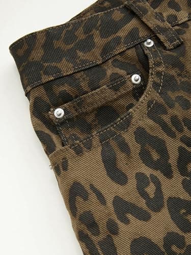 CIDER Women's Leopard Print Denim Shorts High Waisted Frayed Hem Casual Jean Shorts with Pockets thumbnail 6