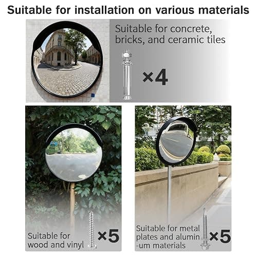 Safety Convex Traffic Mirror for Driveway, Traffic Road Mirror with Wall Mount Bracket - Adjustable Wide Angle for Garage, Driveways, Parking, Warehouse,Traffics, Degree Panorama (30 cm/12 in) thumbnail 4