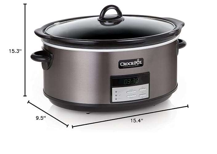 Crock-Pot Large 8-Quart Programmable Slow Cooker with Auto Warm Setting Black Stainless Steel thumbnail 2