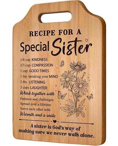 Gifts for Sister, Sister's Birthday Gifts from Sister, Recipe for A Special Cutting Board, Christmas Mothers Day Valentines Day Present for Sisters - Image 1