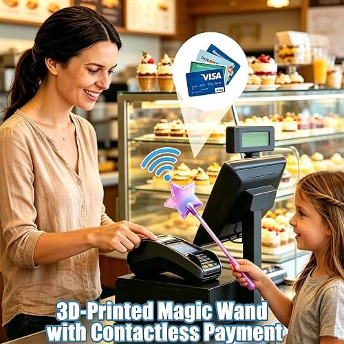 OISHE Credit Card Wand Tap to Pay Wand Magic Wand Credit Card Holder | 3D Printed Contactless Payment Card Holder, Easy NFC Checkout, For Debit & Credit Cards, Tap to Pay Accessory-Blue & Purple thumbnail 2