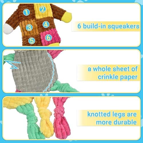 LECHONG 5Pcs Squeaky Dog Toys, Large Crinkle Dog Toys for Large Medium and Small Dogs, Puppy Toys to Keep Them Busy Great Value Dog Toy Bundle thumbnail 5