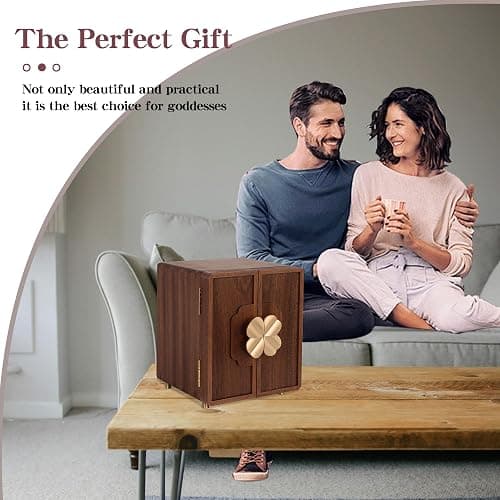 KAOTGOT Jewelry Box for Women Girls, Wooden Jewelry Box Organizer Functional With Drawers, 5 Layers Jewelry Storage Organizer for Earring, Ring, Necklace, Bracelets thumbnail 9