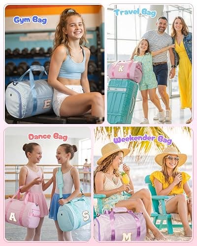 Vogewood Gift for Teenager, Girls Travel Duffle Bag, Duffle Bag for Kids | Dance Bag for Girls, Personalized Weekend Bag with Cosmetic Pouch & Shoe Compartment, Teen Girl Gifts Trendy Stuff (Letter A) thumbnail 6