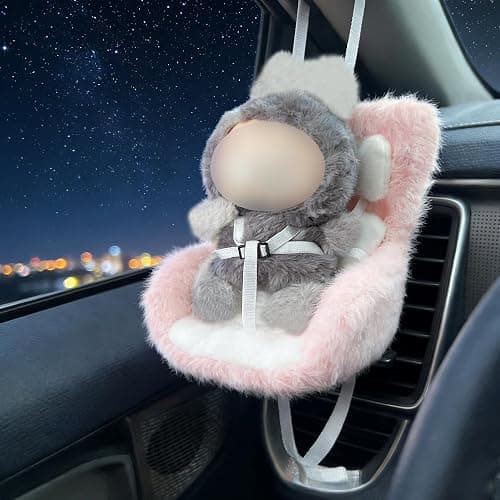 SwiftServ Doll Car Seat for 3–8 inch Figures, Fits Character Plushes, Blind Box Dolls & Vinyl Collectibles, Includes Air Vent Clip & Desktop Stand, Cute Car Ornament for Collectors (Pink) thumbnail 6