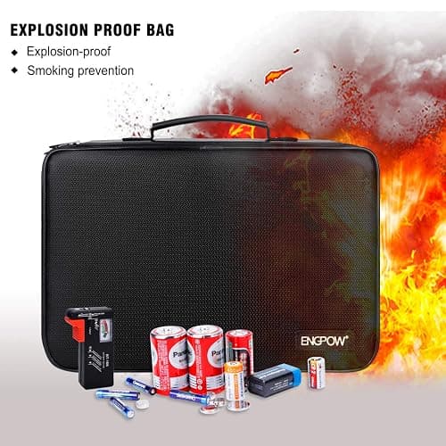ENGPOW Battery Organizer, Fireproof Battery Organizer Storage Case with Tester (BT168),Water-Resistant Explosionproof Battery Holder Box with Cover and Zipper, Holds 220+ AA AAA C D 9V Batteries thumbnail 5