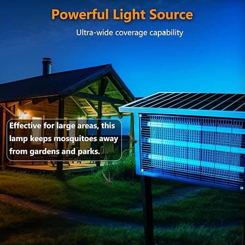 Large Solar Bug Zapper Outdoor, Powerful Solar Zapper for 8000 sq.ft | 4000V Mosquito Killer, 30W Solar Panel Bug Zapper, Waterproof Solar Bug Zapper for Garden, Farm, Camping thumbnail 7
