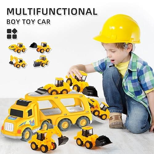 Veslier Construction Truck Toys for Boys Girls Age 1 2 3 4 5 6 Years Old，Carrier Transport Trucks for Kids 1-3 3-5 Year Old，Christmas Birthday Gift Toddler Toys. - CONSTRUCTION TRUCKS thumbnail 6