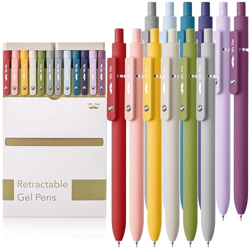 Mr. Pen- Retractable Gel Pens, 12 Pack, Morandi and Vintage Barrels, Fast Dry, Black Gel Pens Fine Point 0.5mm, Aesthetic Pens for Journaling thumbnail 8