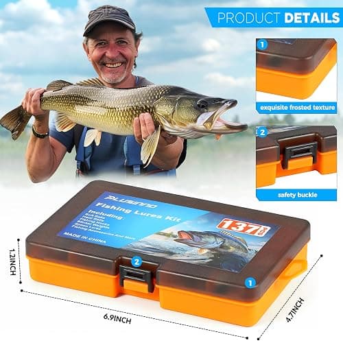PLUSINNO Fishing Lures, 137Pcs Tackle Box with Tackle Included, Crankbaits, Spoon, Hooks, Weights & Other Accessories, Fishing Bait Lure Gear Kit Gift for Men Bass Freshwater thumbnail 7