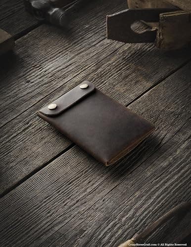 Minimalist leather wallet/card holder | Wood Brown, handmade Crazy Horse type leather wallet/card holder, unique vintage wallet, coin purse, slim wallet, gift for men, for women, Crazy Horse Craft thumbnail 7