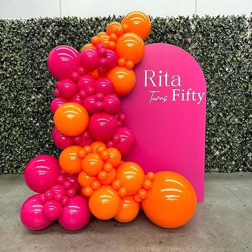 BAUANOOY 100pcs Hot Pink Balloons 12 inch, Bright Pink Latex Balloons with Pink Ribbon for Birthday Wedding Engagement Bridal Bachelorette Tropical Party Decorations thumbnail 7