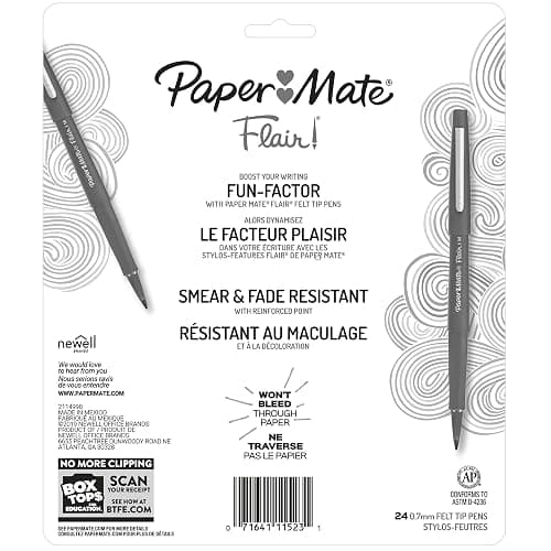 Paper Mate Felt Tip Pens, Flair Marker Pens, Medium Point, Assorted, 24 Count - Home, Office, Back to School, Teacher Supplies thumbnail 9