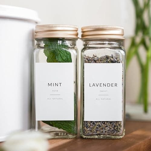 Minimalist Spice Labels for Glass Jars - 142 Spice Jar Labels Preprinted Waterproof, White Rectangle Herb Stickers, Seasoning Herb Containers Kitchen Pantry Organization thumbnail 5