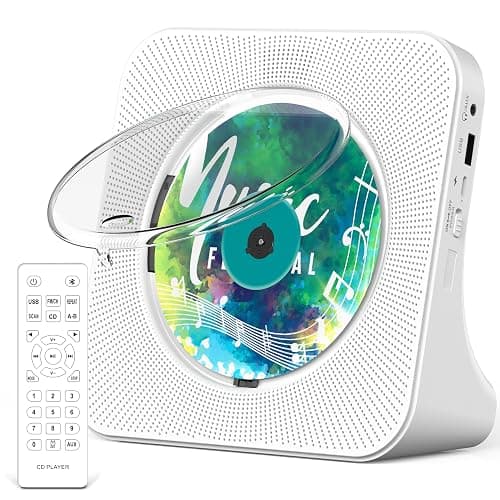 Portable CD Player with Bluetooth 5.0, Greadio Desktop CD Players for Home, CD Music Player with Speakers, Remote Control, Dust Cover, FM Radio, LCD Display, AUX, USB, Headphone Jack - Image 1