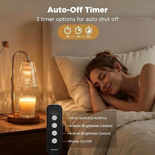 IAURS Candle Warmer Lamp with Timer Dimmable, Height Adjustable Wax Melt Warmer Lamp with 2 Bulbs, Flameless Candle Warmer for Home Decor, Birthday Gifts for Women Mom (Classic Gold) thumbnail 3