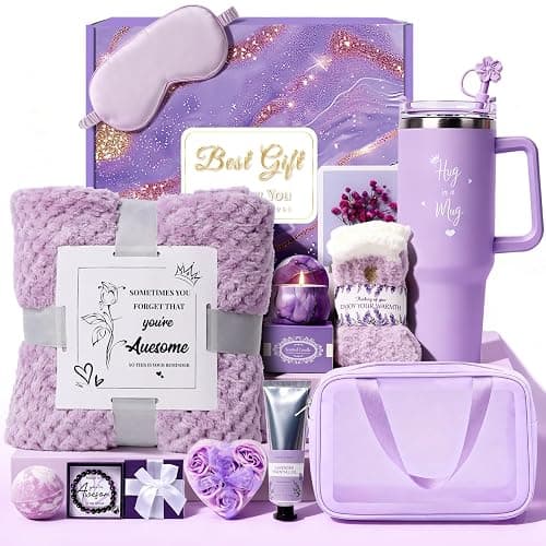 Birthday Gift for Women, Luxury Self Care Spa Gift Basket with Blanket for Mom, Wife, Sister, Friend, Girlfriend, Grandmother, Get Well Soon & Christmas gift for Her - Image 1