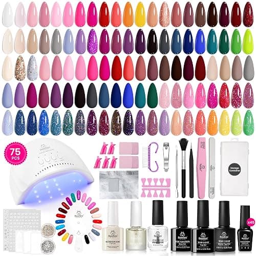 Beetles Gel Nail Polish Kit with U V Light - 75PCS Chic Outfits 45 Colors Gel Polish Set All Season Nail Kit with 5PCS Base Top Coat Soak Off Nails Art Tools Perfect Manicure Set Gifts for Women - Image 1
