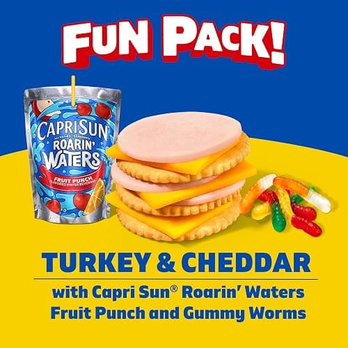 Lunchables Turkey & Cheddar with Capri Sun Roarin' Waters Fruit Punch and Gummy Worms Fun Pack, 3.2 oz & 6 fl oz Package thumbnail 5