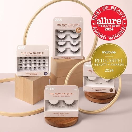 KISS The New Natural, False Eyelashes, 'Pearl Earring', 12mm, Includes 4 Pairs Of Lashes, Easy to Apply, Reusable Lash Clusters thumbnail 2