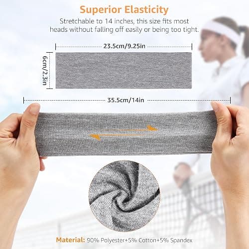 DiyJibb Headbands for Women, Stretchy Non Slip Soft Cotton Cloth Hair Bands for Sports, Workout, Yoga and Running, 7pcs thumbnail 2