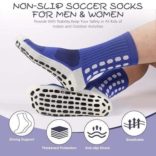 Barrlves 6 Pairs Grip Soccer Socks Colorful Non Slip Sports Football Basketball Hospital Yoga Socks for Men Women thumbnail 4