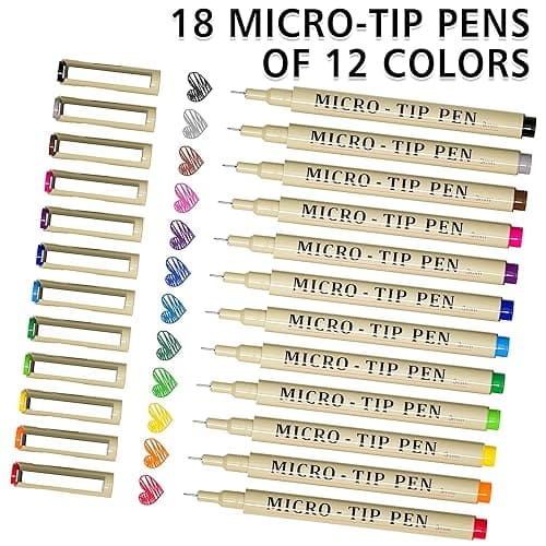 Shuttle Art 18-Pack Micro-line Pens - 11 Waterproof Archival Ink Colors in 0.3MM Felt Tip & 7 Blacks in 0.15-0.5MM For Journaling, Illustrating & Drawing thumbnail 4