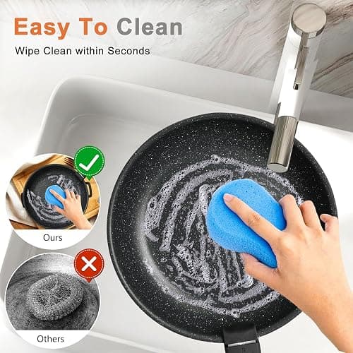 Sweetcrispy 12-Piece Granite Nonstick Pots and Pans Set, Black | Detachable Handle, Stackable, Space-Saving, Dishwasher ＆ Oven Safe, Induction Ready, RV & Condo Kitchen, New Home Cookware thumbnail 9
