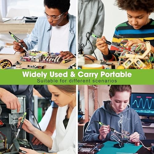 Soldering Iron Kit, 100W LED Digital Solder Gun kits with Ceramic Heater, Adjustable Temperature Welding Tools with Tips, Wick Braid, Stand, Solders Wire, Sponge, Flux Paste thumbnail 6