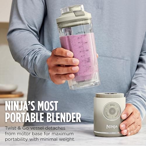 Ninja Blast Max, Portable Blender + Twist & Go, Personal Smoothie, Blend, Ice Crush, 3 Programs, Cordless, 22oz removable Vessel, Dishwasher Safe, Leakproof, Lavender/Teal, BC251PU thumbnail 3