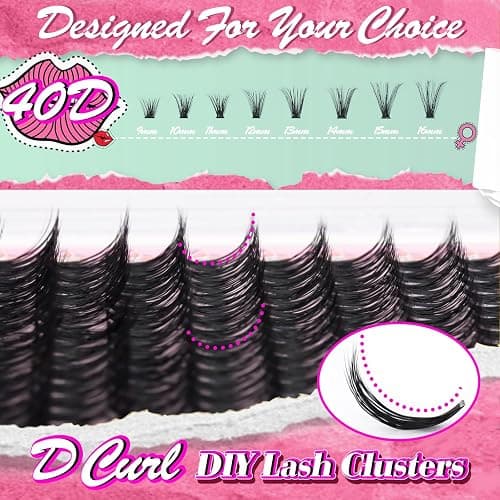 EMEDA Lash Clusters - 280pcs 30D 40D Individual Lashes D Curl Lash Clusters Mixed Tray 9-16mm Cluster Lashes DIY Lash Extensions Soft Eyelash Clusters (40D-0.07D-9-16mm) thumbnail 3