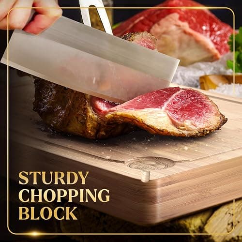 Deer & Oak Extra Large Chopping Board - 40 x 30 x 3.8cm Extra Thick Wooden Bamboo Meat Chopping Board, Butchers Block, Chopping Block for Kitchen, Heavy Duty thumbnail 4