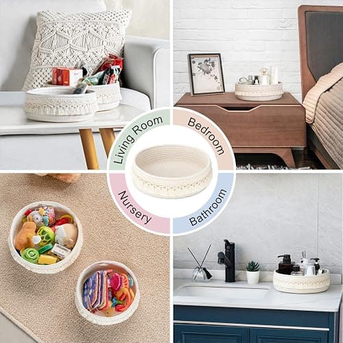 Mkono Makeup Perfume Holder Organizer Macrame Decorative Woven Rope Basket Boho Decor Cosmetics Desk Storage Baskets for Dresser Skin Care Lotions Essential Oils Dorm Room Essentials thumbnail 5