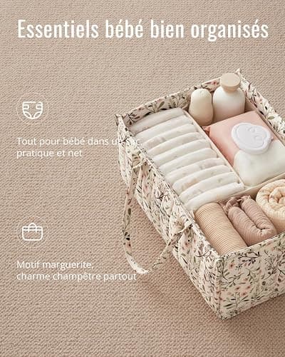 Blissful Diary Nappy Caddy Organiser, Baby Diaper Caddy for Nappy Station, Stylish Storage Basket for Newborn Essentials, Baby Shower Gifts for Girl or Boy,Pastoral Daisy thumbnail 4