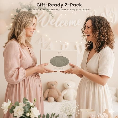 Konssy Waterproof Muslin Changing Pad Cover 2 Pack, Quilted Cotton Fitted Diaper Chang Table Cover, Soft Changing Pad Sheets for Girls Boys (Fog Green,Cream) thumbnail 7