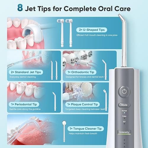 Maynovia Water Flosser Cordless for Teeth, Water Pick Oral Irrigator with U Shaped Nozzle, 40–150 PSI DIY Mode, 350ML Large Tank, Rechargeable Portable Dental Flosser for Braces & Adults (White) thumbnail 3