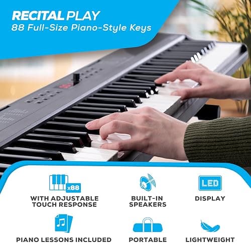 Alesis 88 Key Keyboard Piano with 480 Sounds, Speakers, USB MIDI, Carry-Bag, Stand, Headphones, Pedal and Piano Lessons for Beginners thumbnail 2