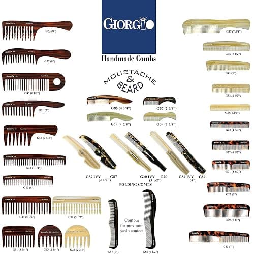 Giorgio G63 Graphite Detangling Comb for Women - Wide Tooth, Pocket and Travel Size for Thick Hair, Wet or Dry Everyday hair care. Handmade, Saw-Cut, and Polished Wide Tooth comb for women. thumbnail 7