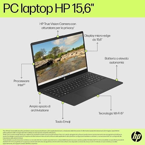HP Laptop 15-fd0010sl, Intel N100, RAM 8GB DDR4, SSD 128GB UFS, Intel UHD, Display 15.6” HD SVA 250 Nits, Antiriflesso, Ultraslim, 720p TNR Privacy Cam, Windows 11 S, Grigio lavagna thumbnail 3